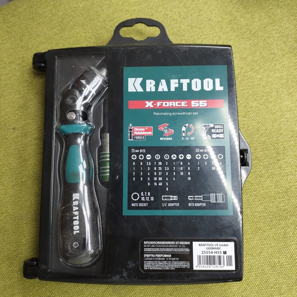 Реверсивная отвертка с насадками KRAFTOOL X-Force-55 25554-H55