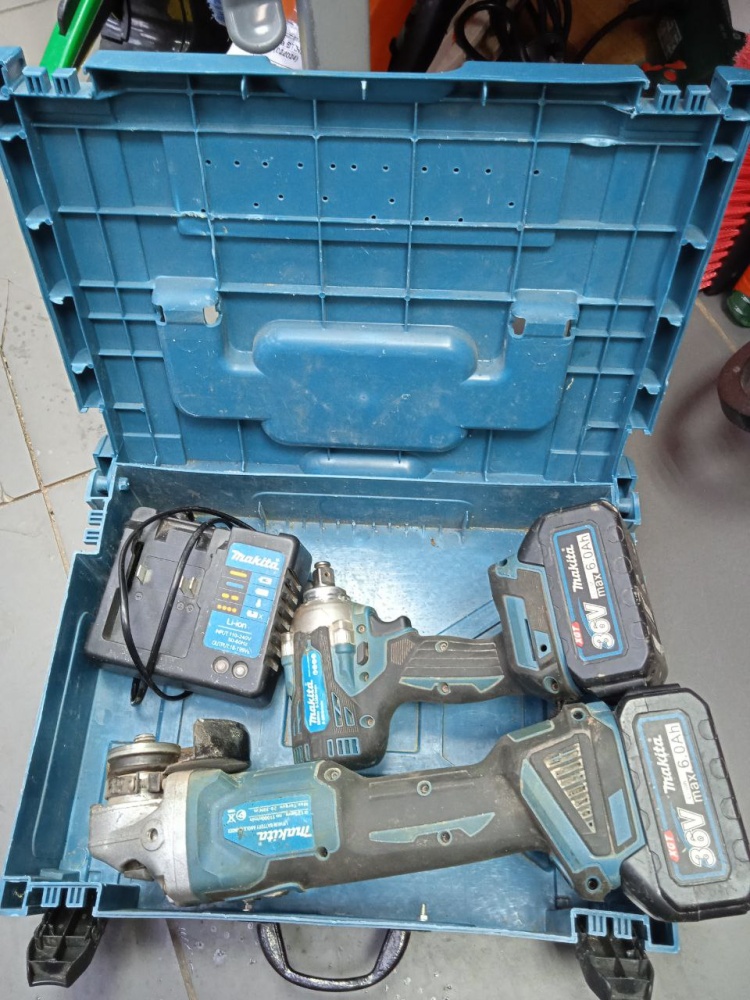 Набор инструментов makita 2 в 1 болгарка гайковерт